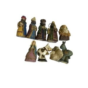 Vintage Giftco Inc. Nativity Set, Miniature‎ Christmas Figures, 10 Pieces